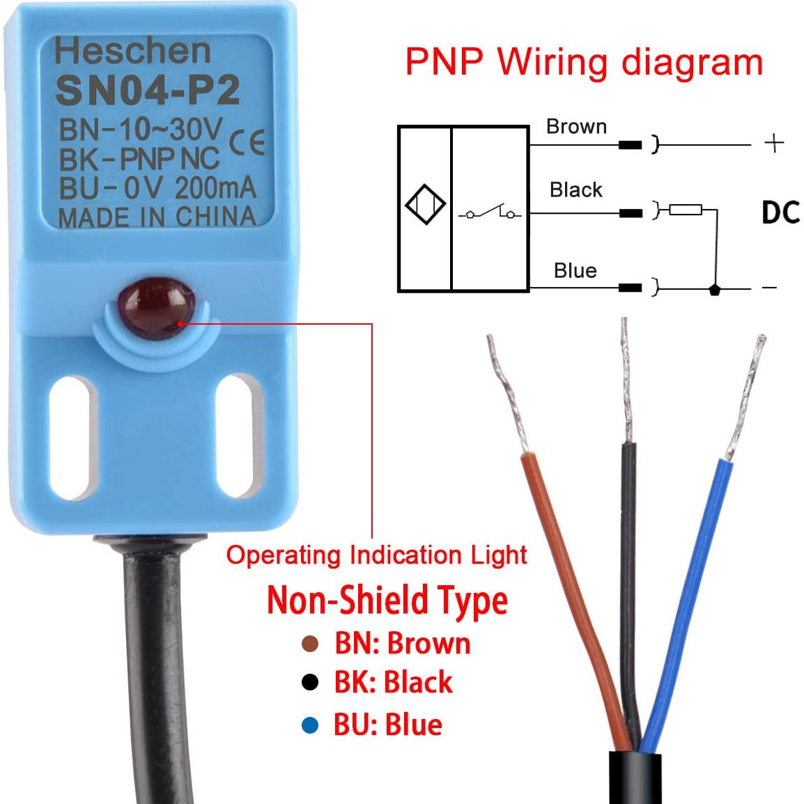 Sensor de Proximidad Inductivo Heschen SN04-P2 5mm 10-30VDC