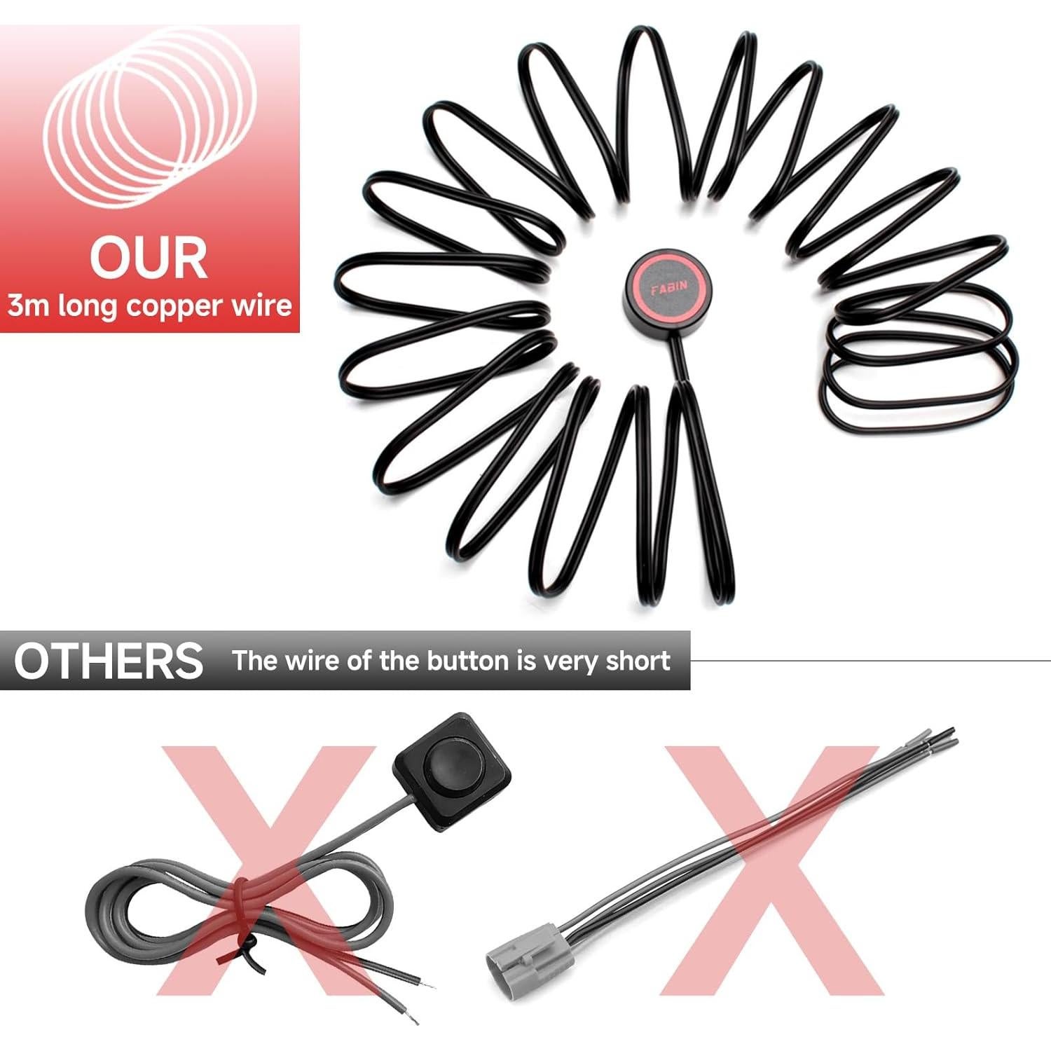 Interruptor Momentáneo FARBIN 2 Pcs con Cable 3m SPST