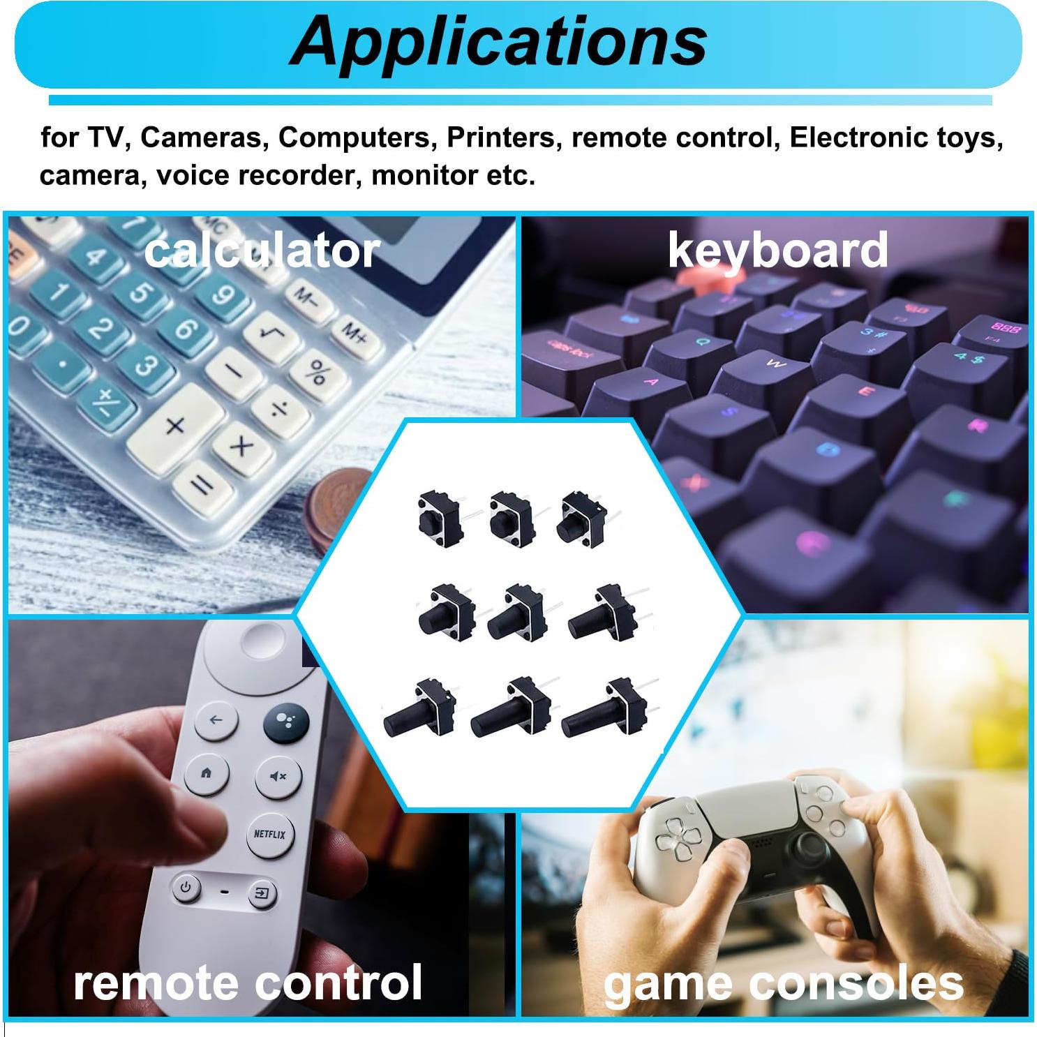 Kit de 90 Interruptores Táctiles Momentáneos 2 Pines TWTADE