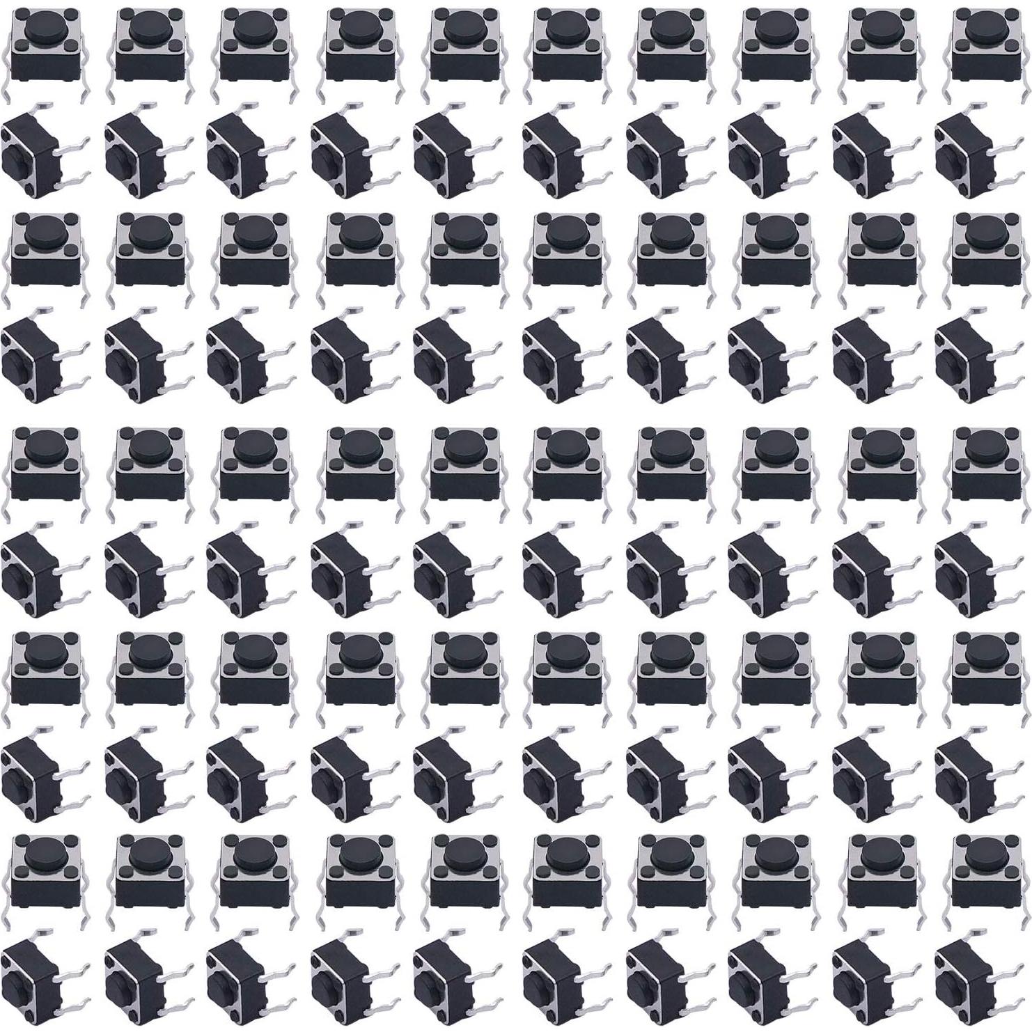 Interruptor Táctil Momentáneo Taiss 100 Pcs 6x6mm 4 Pines
