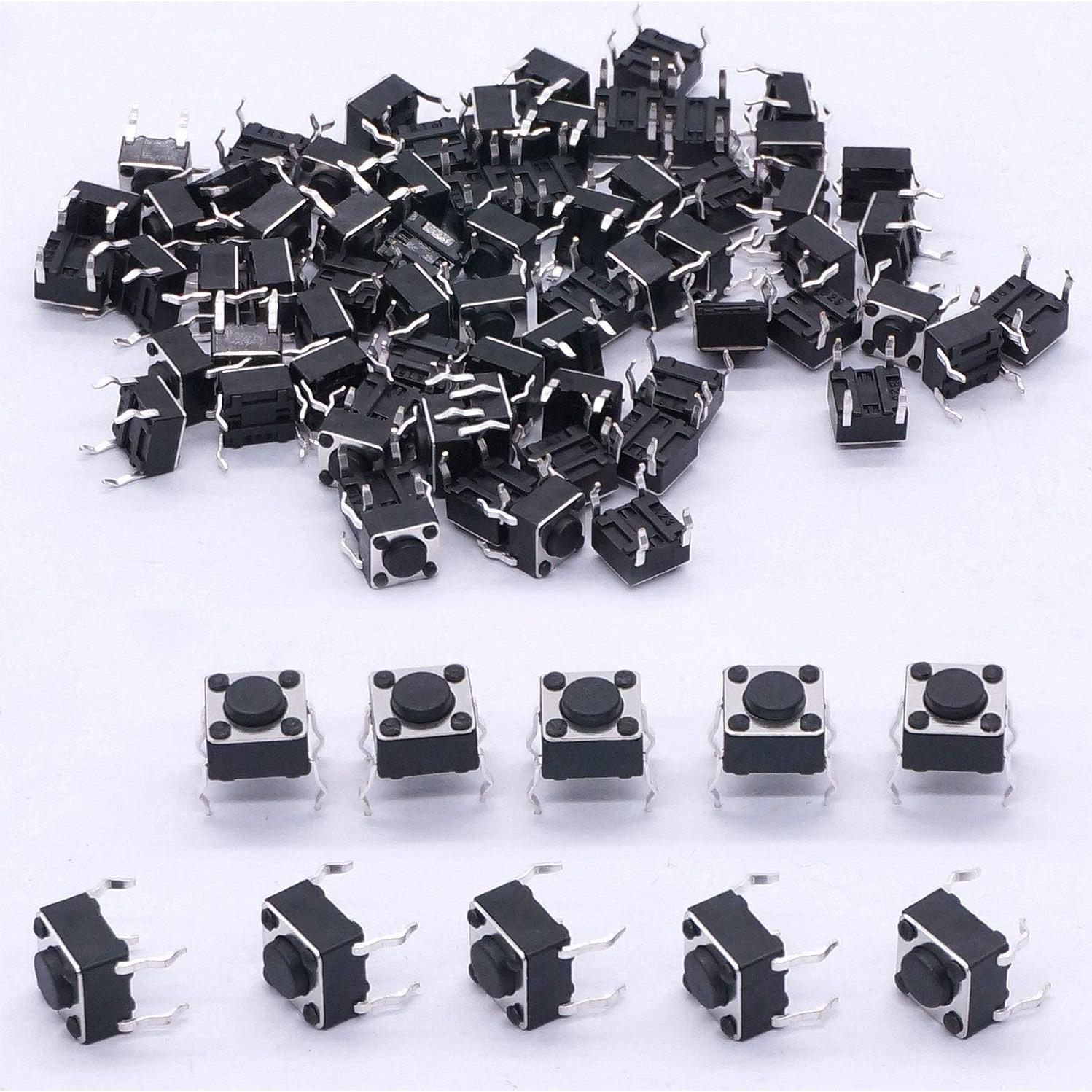 Interruptor Táctil Momentáneo Taiss 100 Pcs 6x6mm 4 Pines