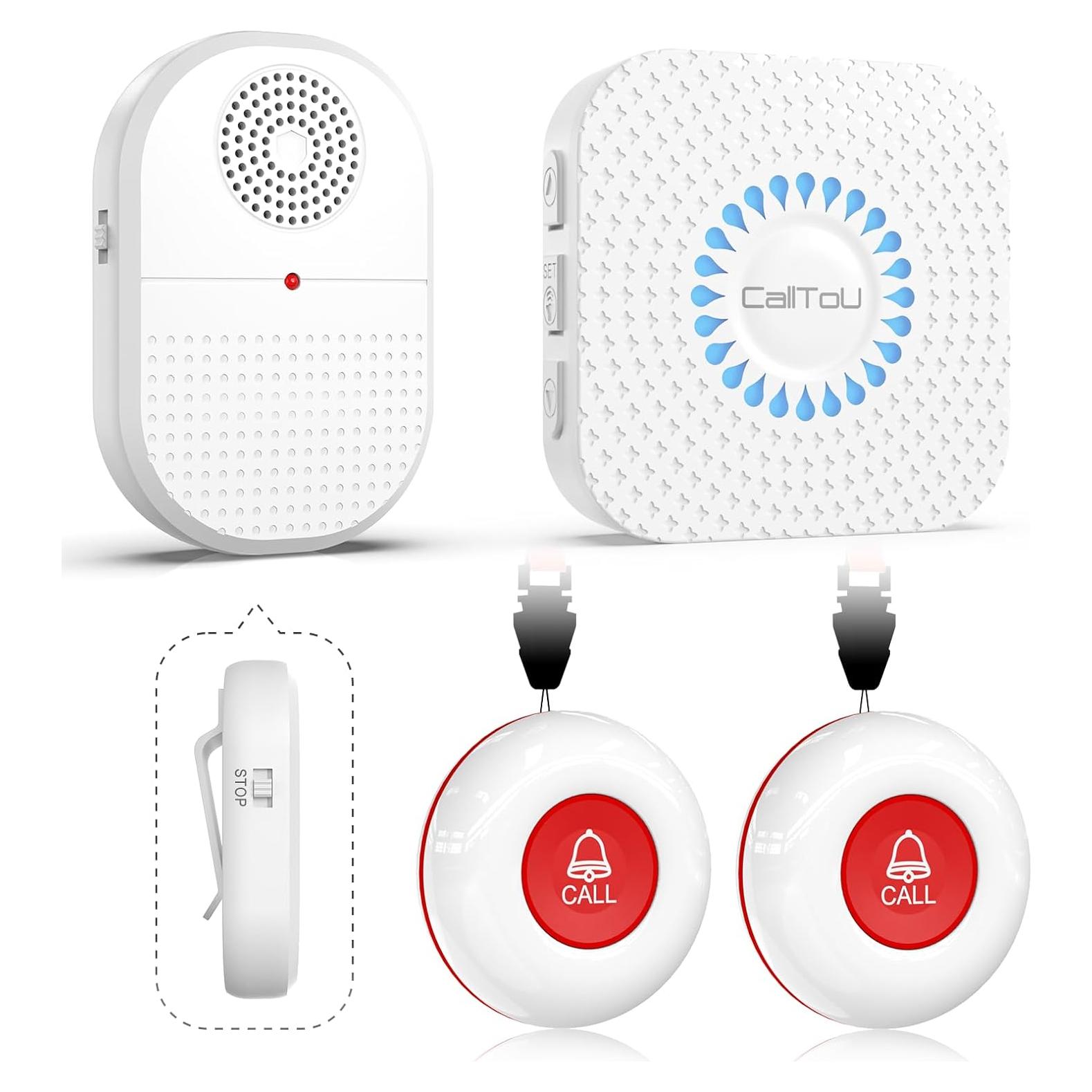 CallToU Botón de Llamada Inalámbrico para Cuidadores 2 Receptores