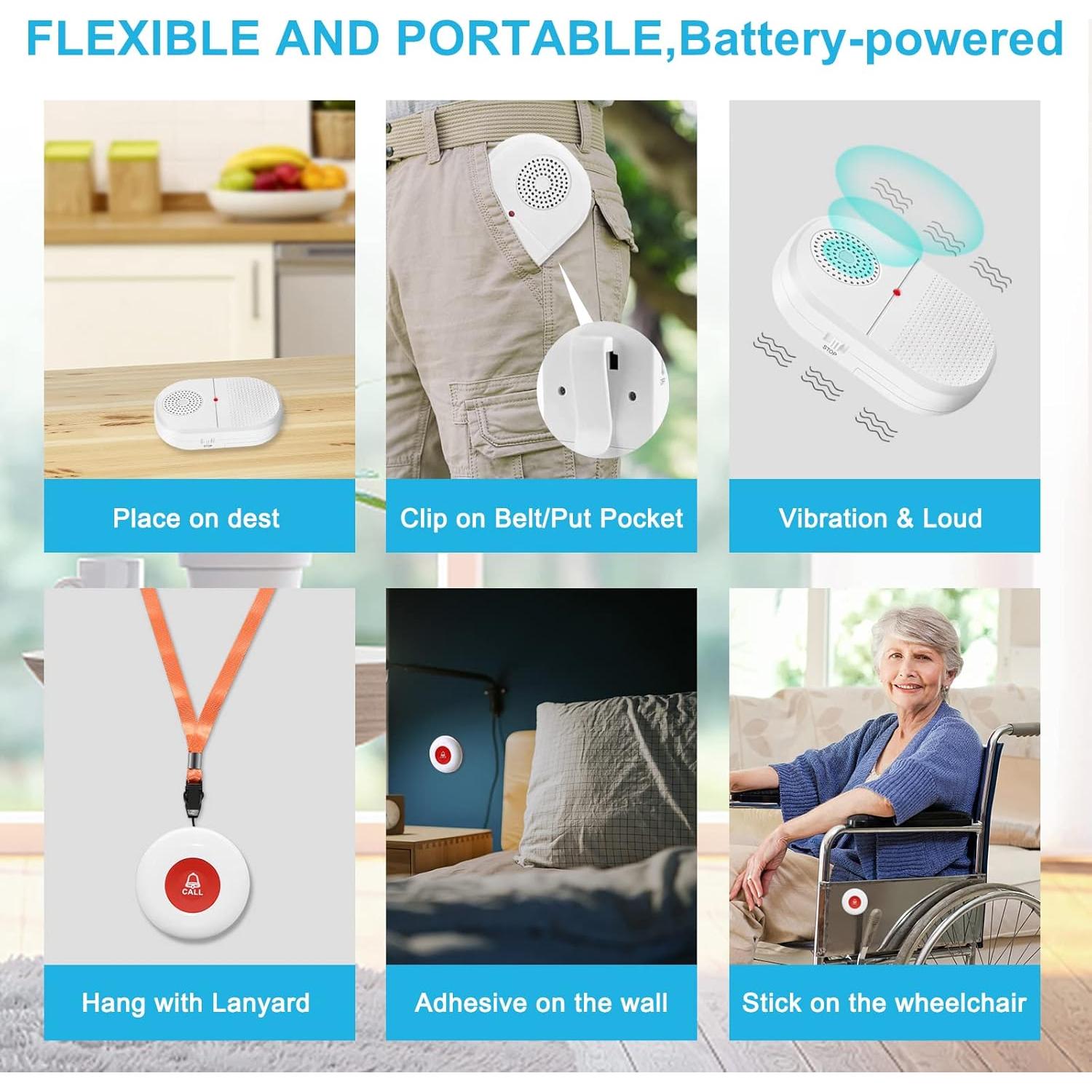 CallToU Botón de Llamada Inalámbrico para Cuidadores 2 Receptores