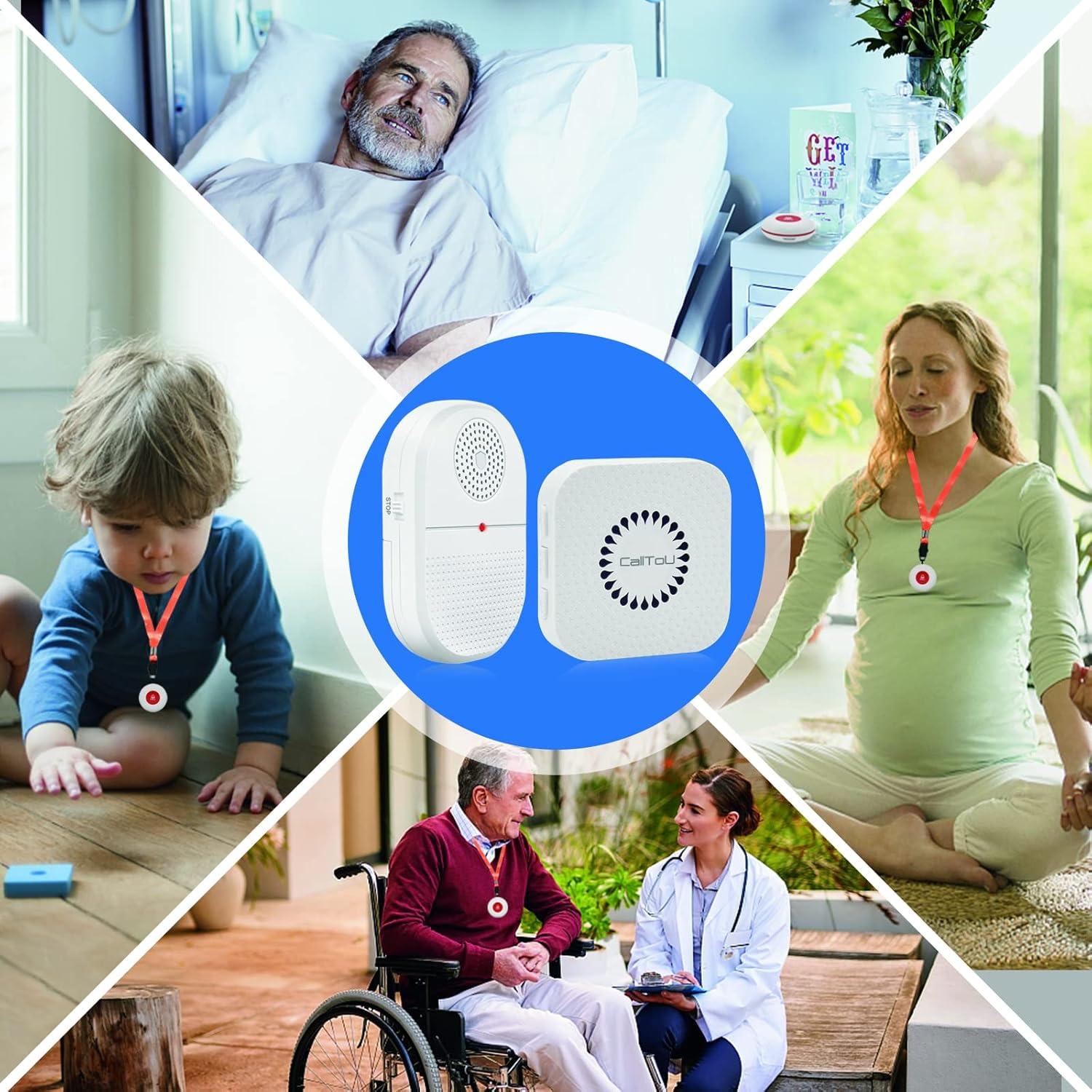 CallToU Botón de Llamada Inalámbrico para Cuidadores 2 Receptores