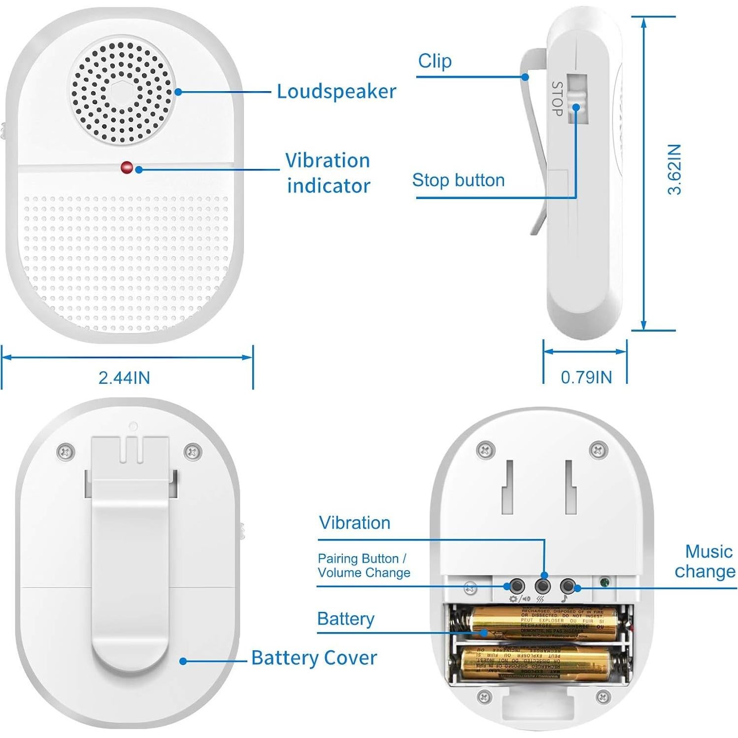 CallToU Botón de Llamada Inalámbrico para Cuidadores 2 Receptores