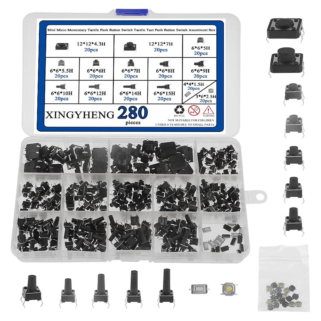 280 Piezas Interruptores de Botón Táctil 4 Pines XLX