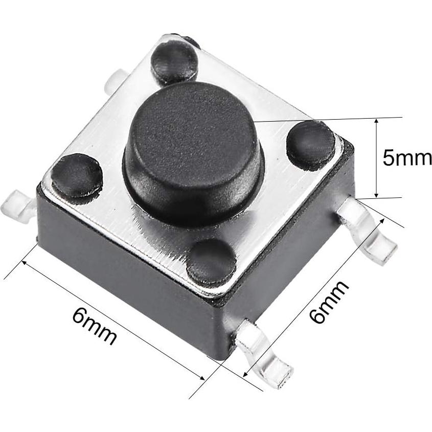 Interruptor Táctil Momentáneo uxcell 6x6x5mm 50PCS SPST