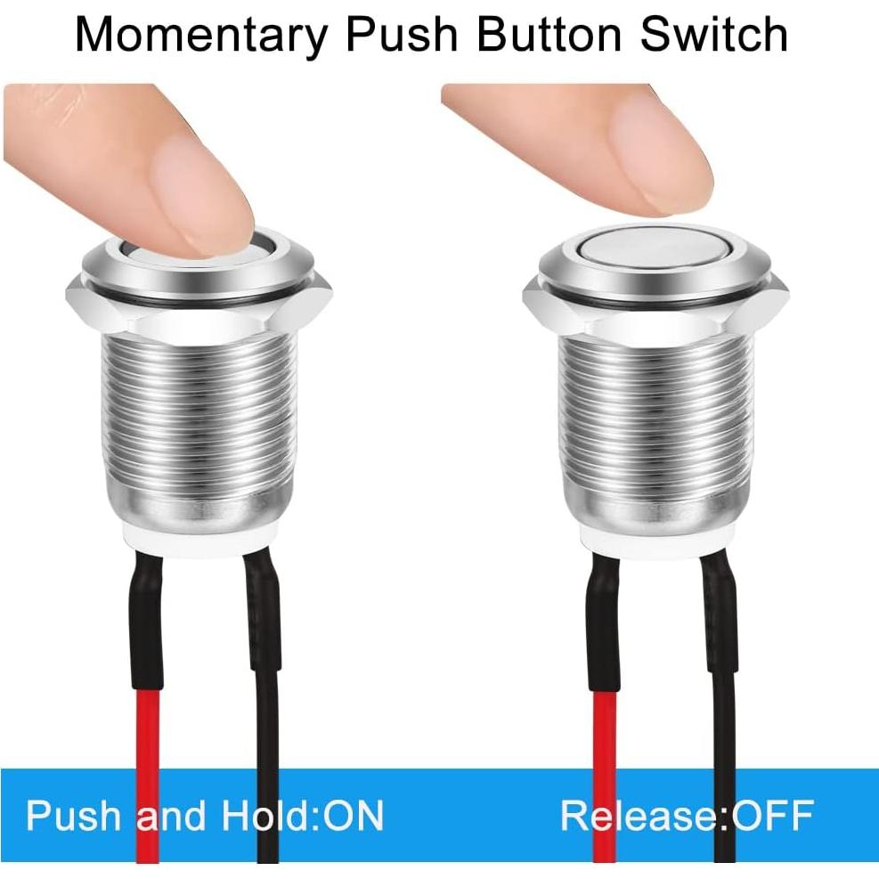 10pcs Interruptor Momentáneo Metálico Gebildet 12mm IP67