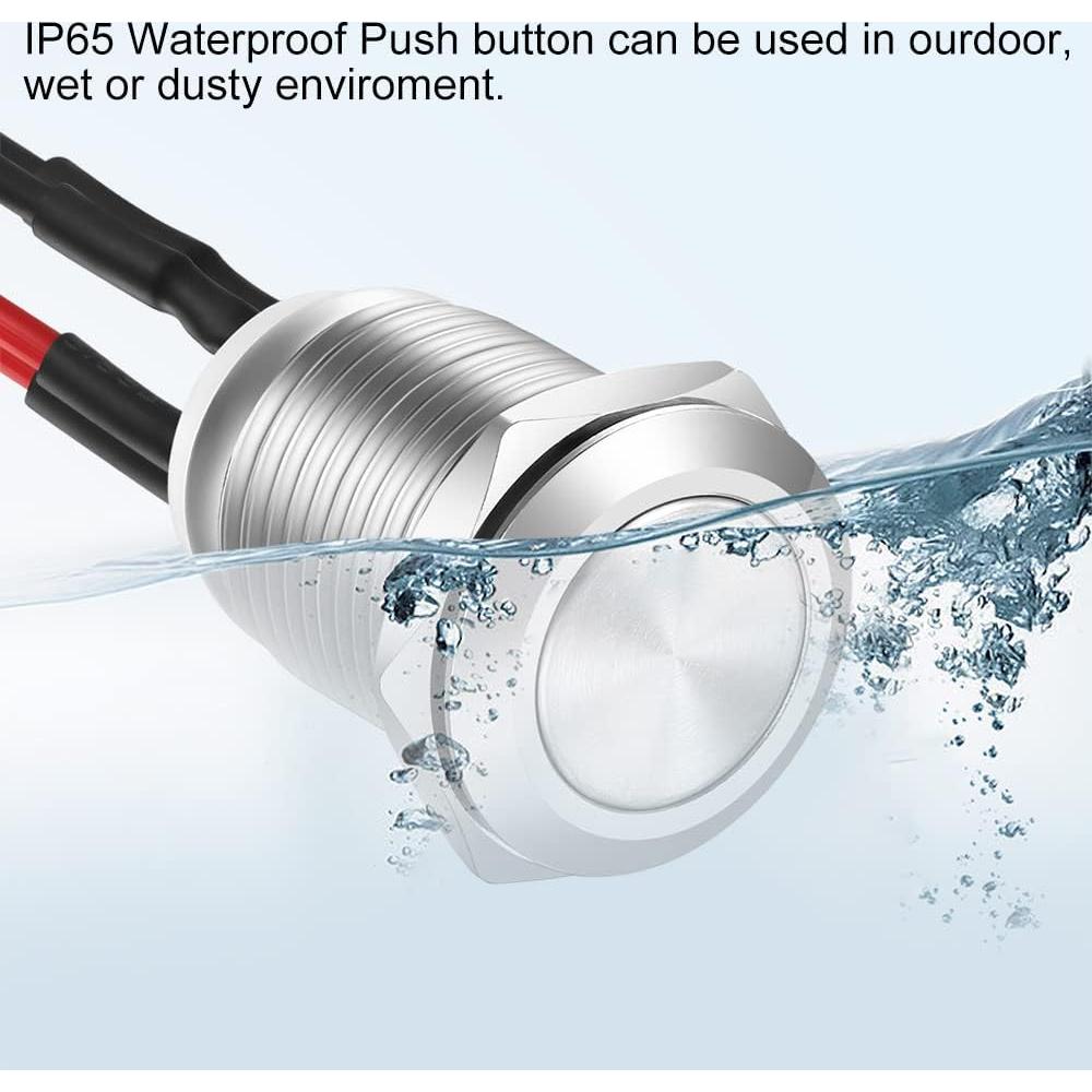 10pcs Interruptor Momentáneo Metálico Gebildet 12mm IP67