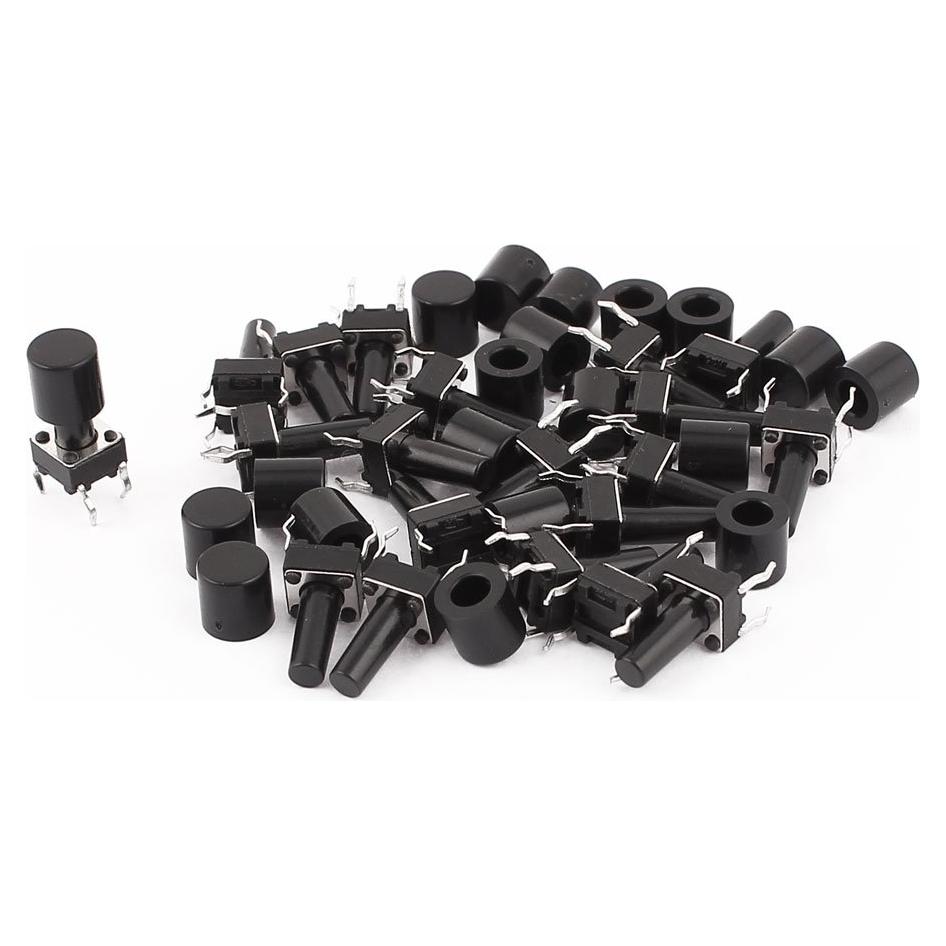 Interruptor Táctil Micro uxcell 4 Pines 6x6x12mm Negro