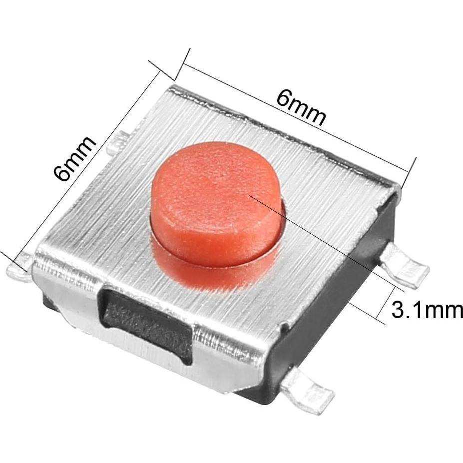 Interruptor Táctil Momentáneo uxcell 6x6x3.1mm 100PCS