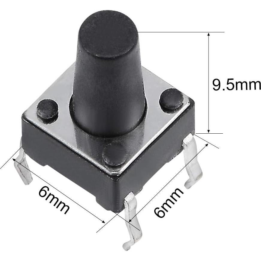 Interruptor Táctil Momentáneo uxcell 6x6x9.5mm 10PCS