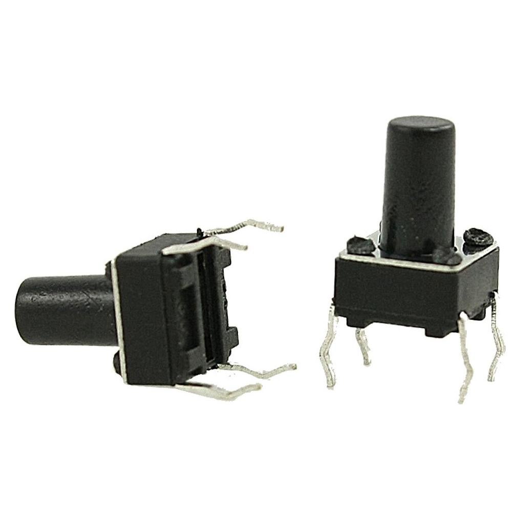 Interruptor Táctil uxcell 100 Pcs 6x6x9mm 4 Pines Negro