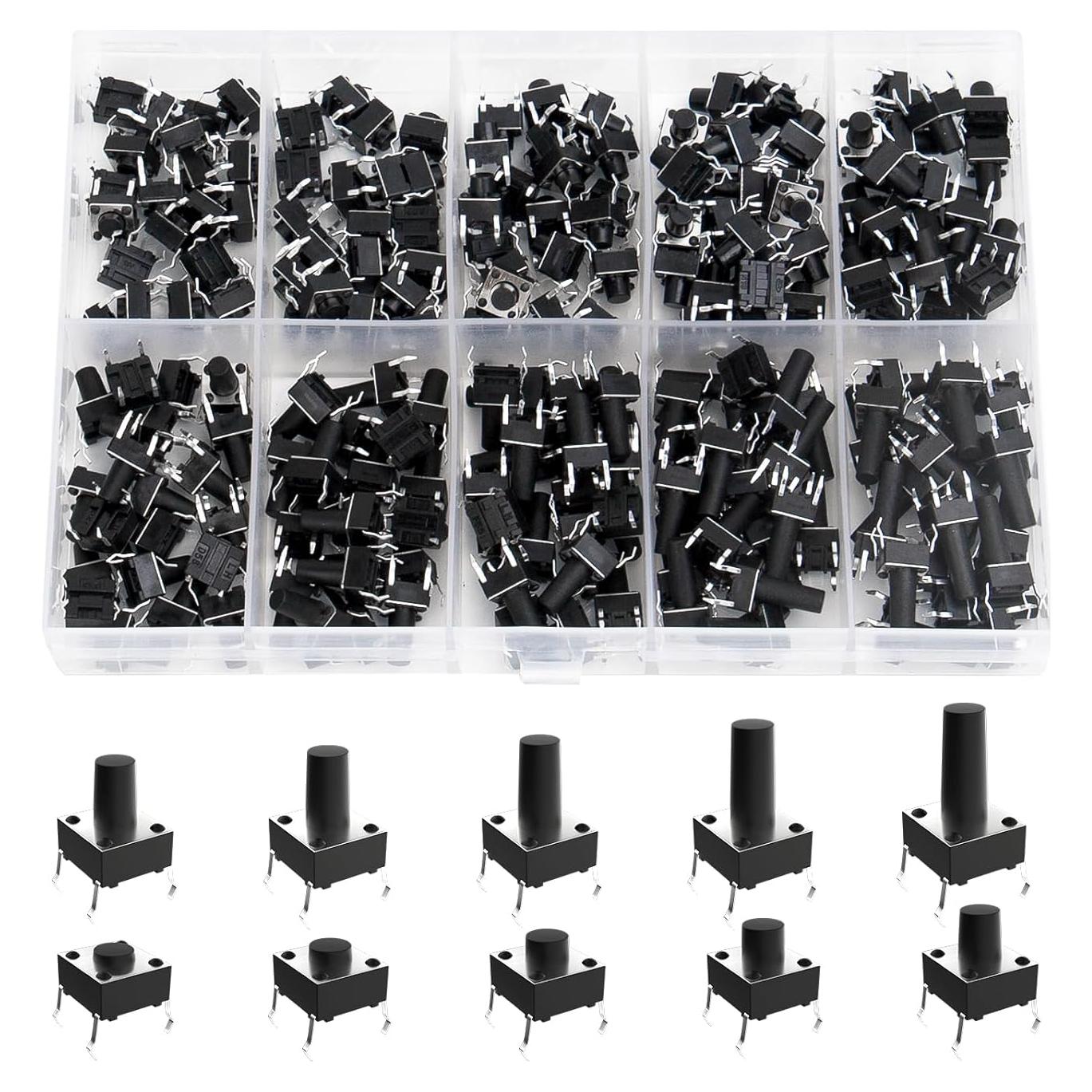 Kit 100 Micro Interruptores Abiertos SCOOYUCK 6x6mm a 13mm