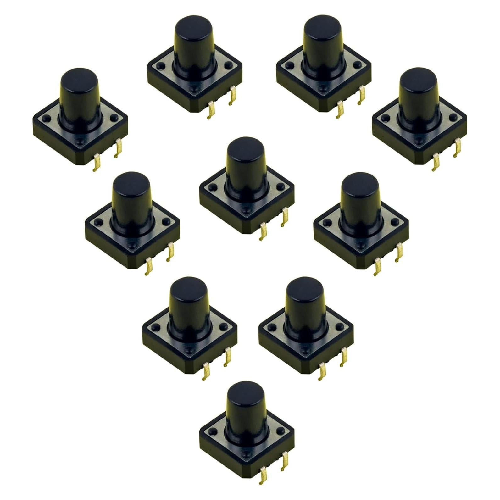 Tactile Push Button Switch 4PIN ON/Off Horizontal Tactile Mini Micro Momentary Tact Switch (12x12x12mm (10pcs))