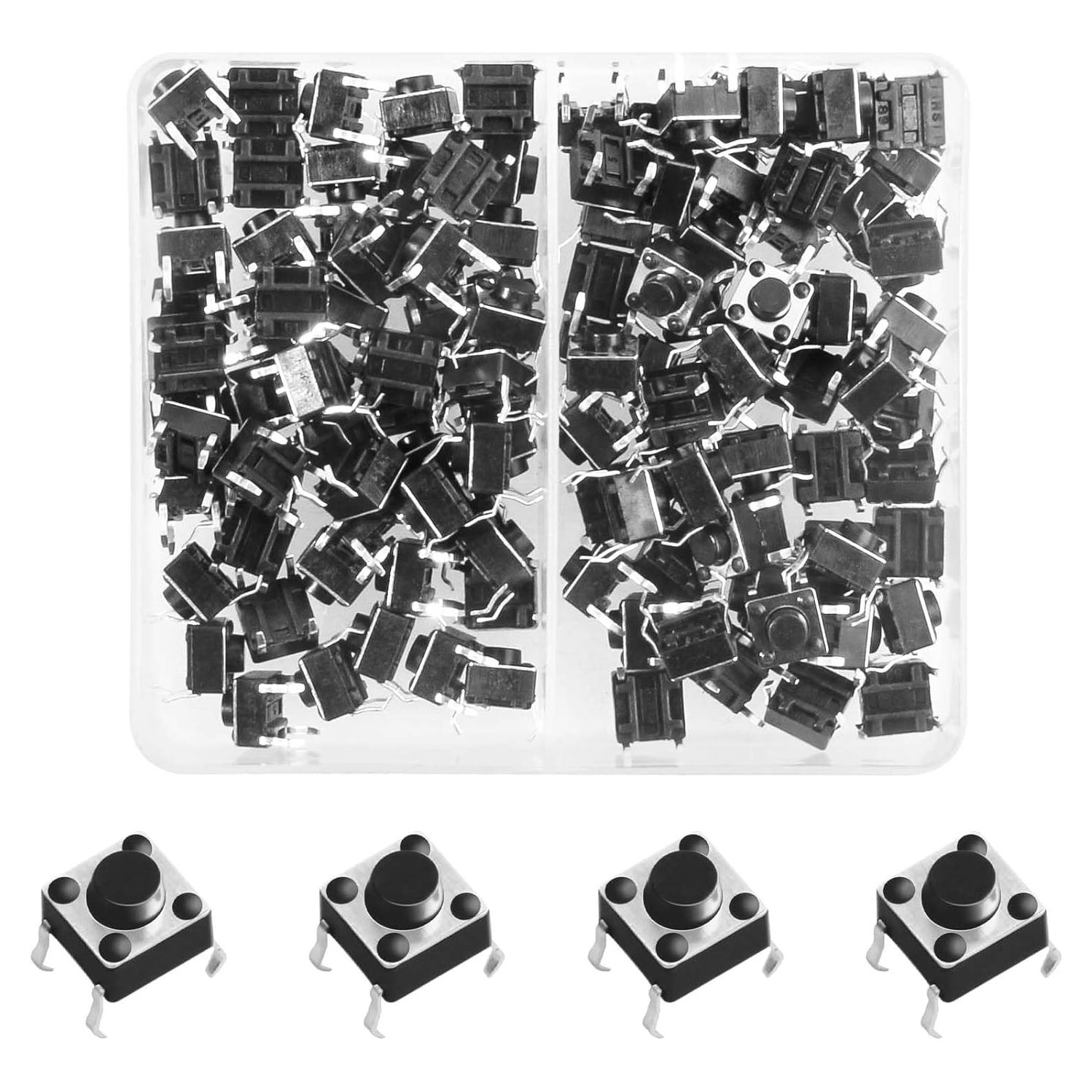 120 Interruptores Táctiles Momentáneos 4 Pines Juasky 6x6x5mm