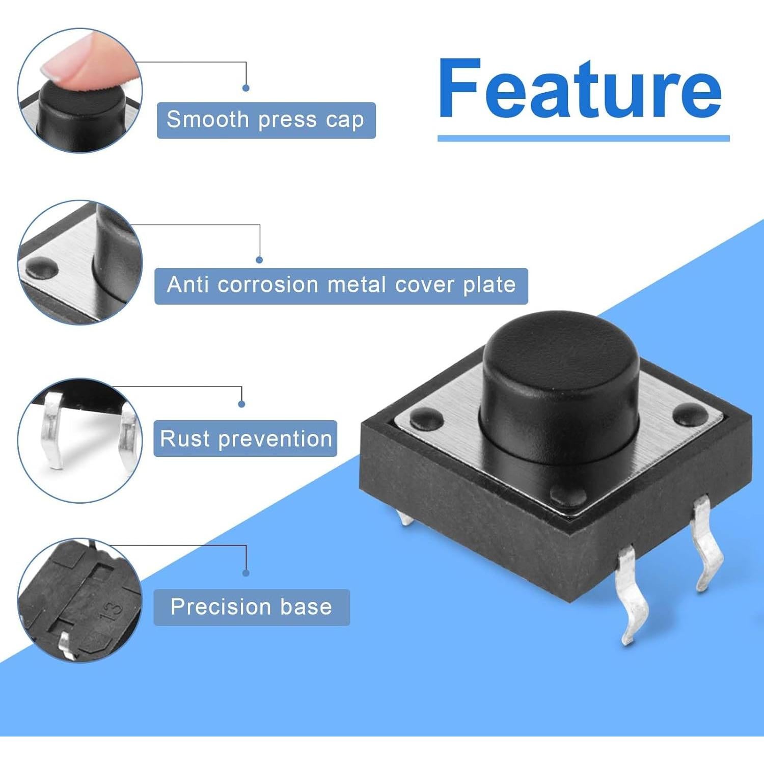 120 Interruptores Táctiles Momentáneos 4 Pines Juasky 6x6x5mm