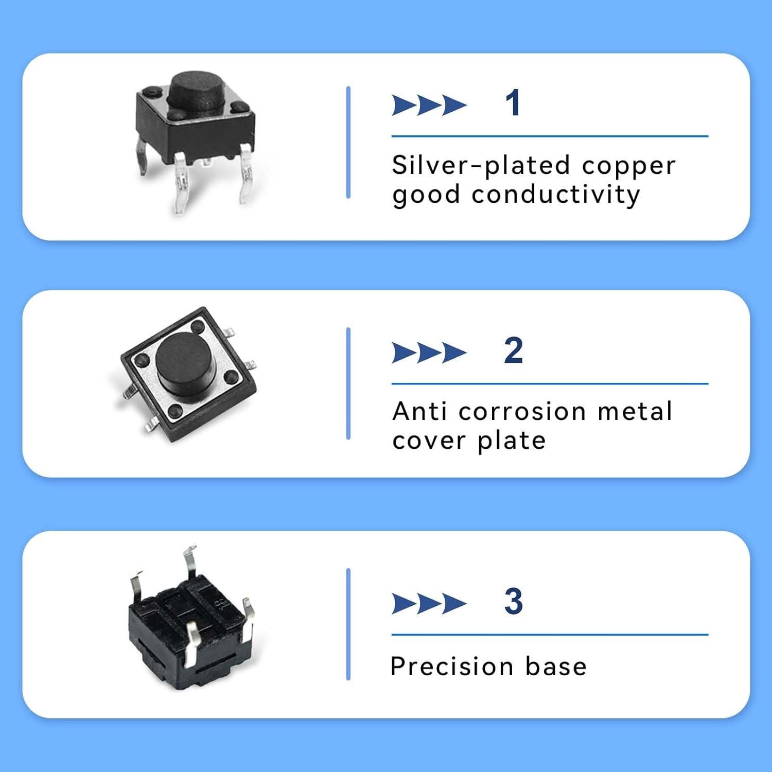 120 Interruptores Táctiles Momentáneos 4 Pines Juasky 6x6x5mm