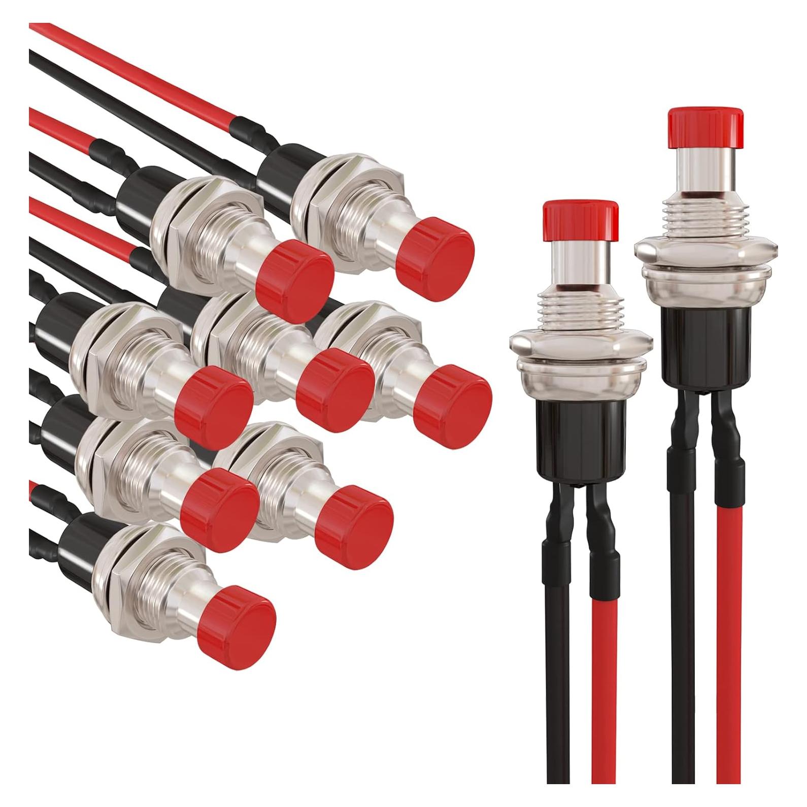 Interruptor Mini Botón Momentáneo APIELE 7mm Rojo 10 Pcs