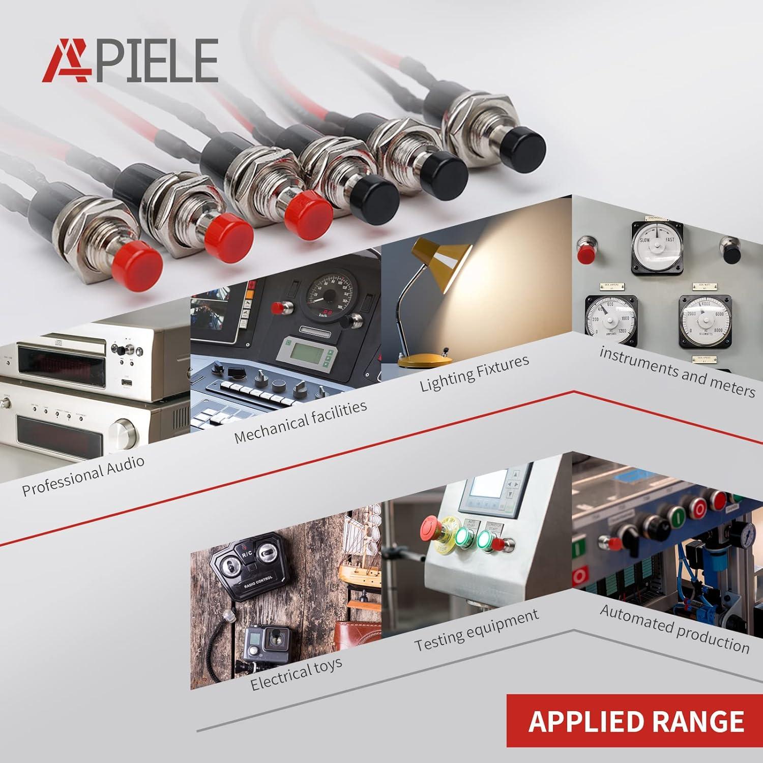 Interruptor Mini Botón Momentáneo APIELE 7mm Rojo 10 Pcs