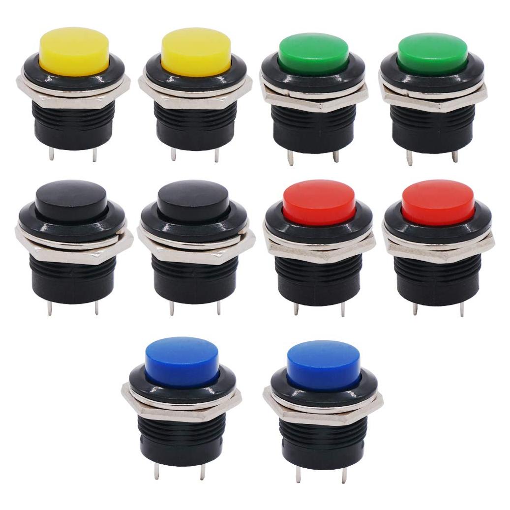 Interruptores Momentáneos Twidec 10Pcs 6A 250V Multicolor