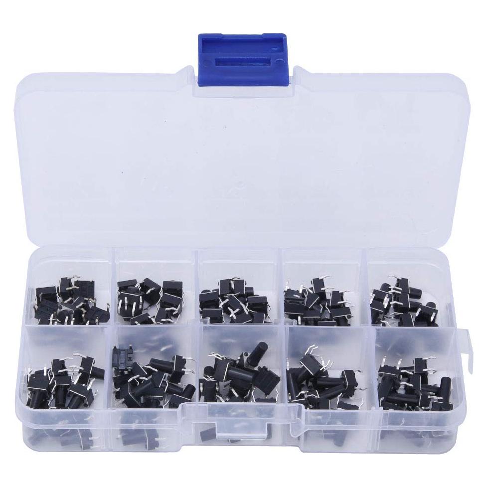 Kit de 100 Interruptores Táctiles 6x6mm Jectse con Caja