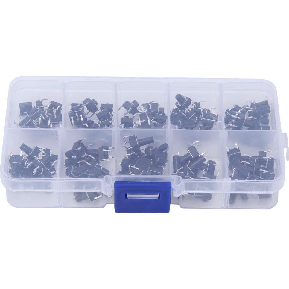 Kit de 100 Interruptores Táctiles 6x6mm Jectse con Caja