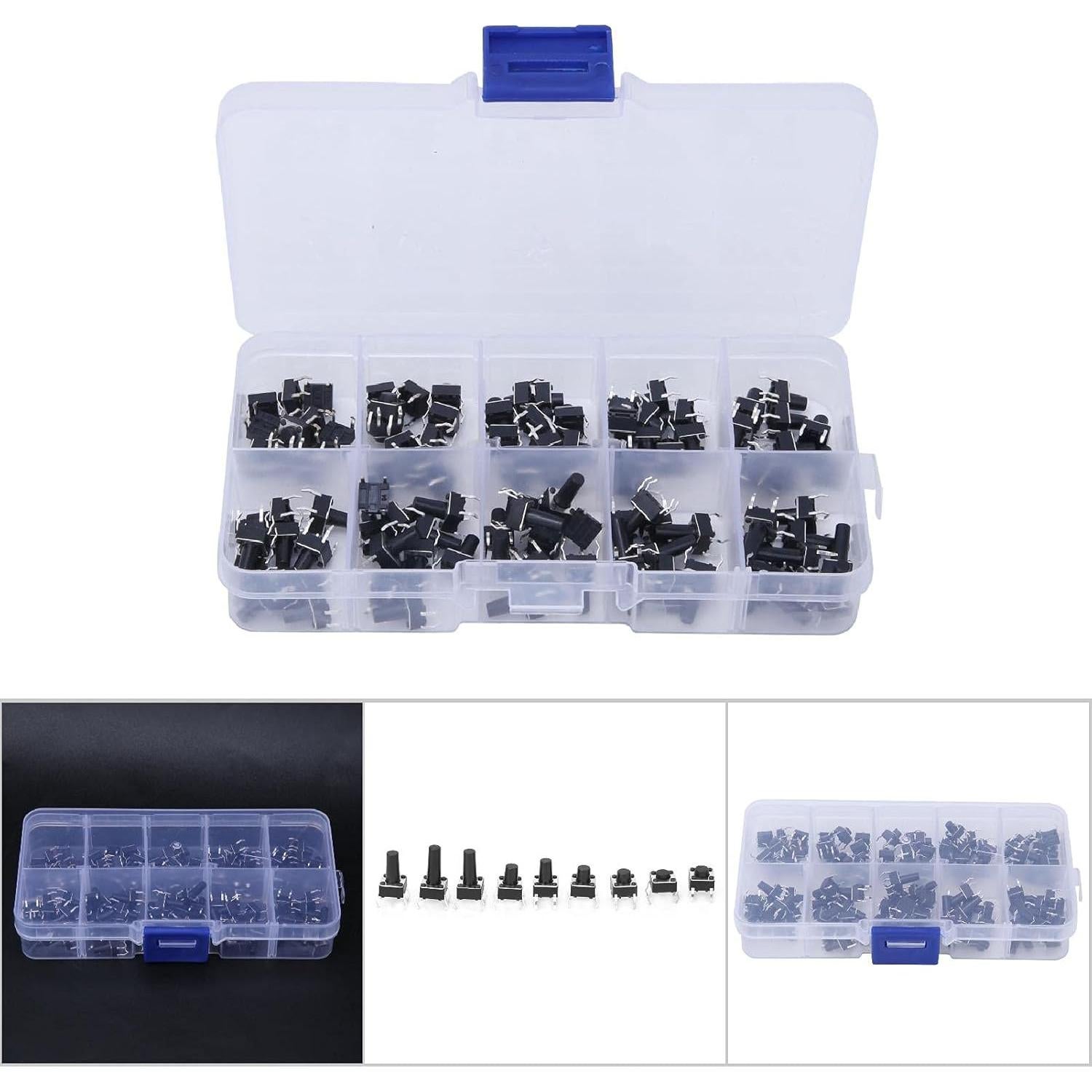 Kit de 100 Interruptores Táctiles 6x6mm Jectse con Caja