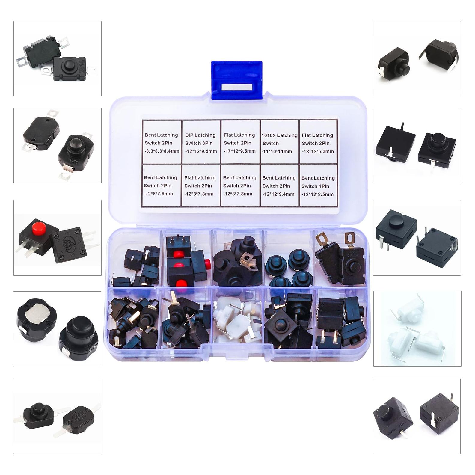 Kit de Interruptores de Botón de Presión Kidisoii 54pcs