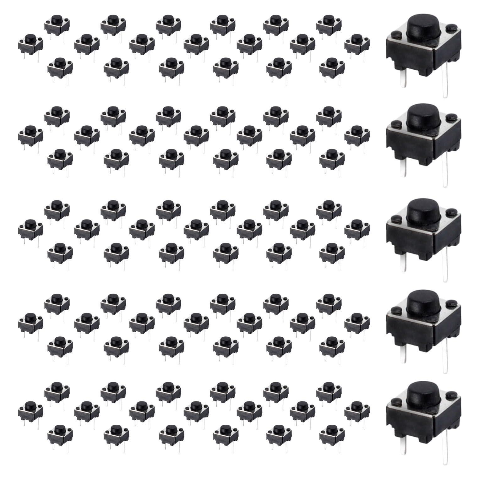 100 Interruptores Táctiles 12V JIQI 6x6x5mm para Protoboard