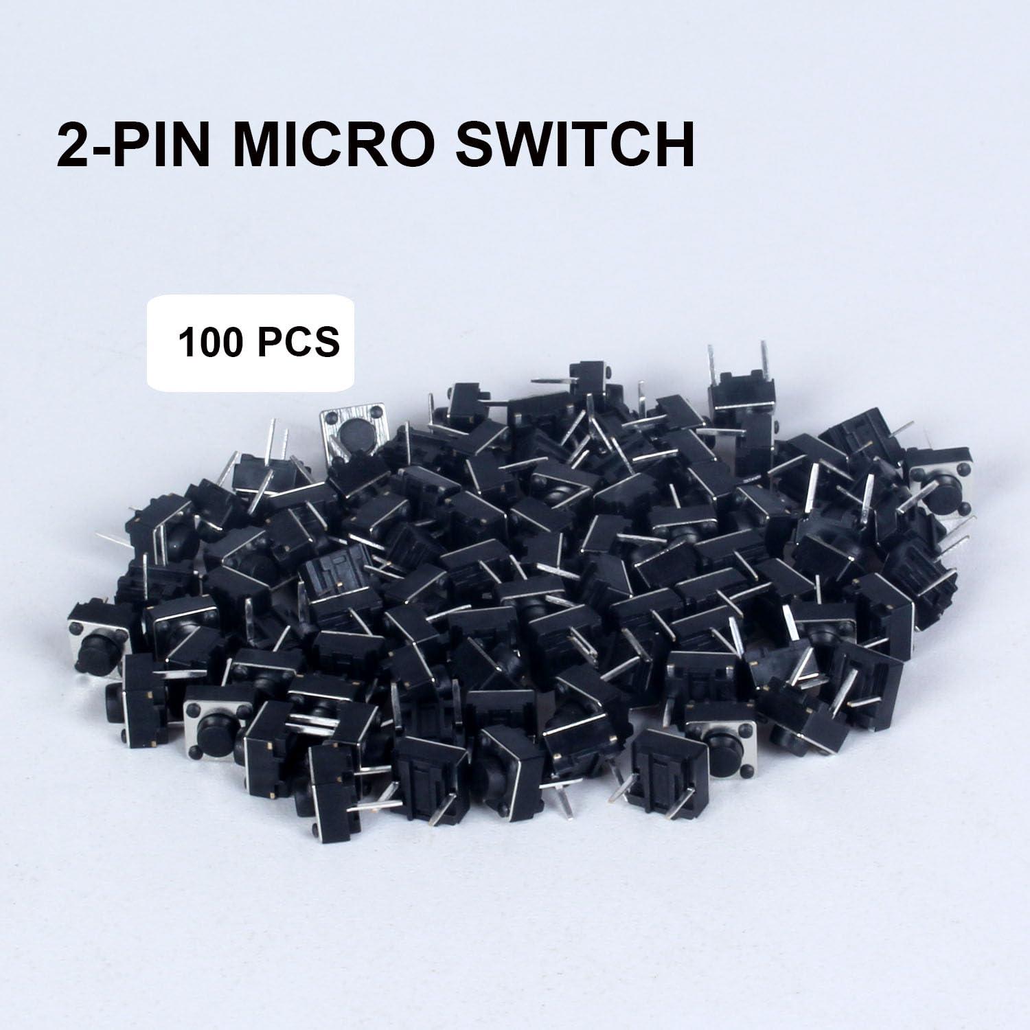100 Interruptores Táctiles 12V JIQI 6x6x5mm para Protoboard