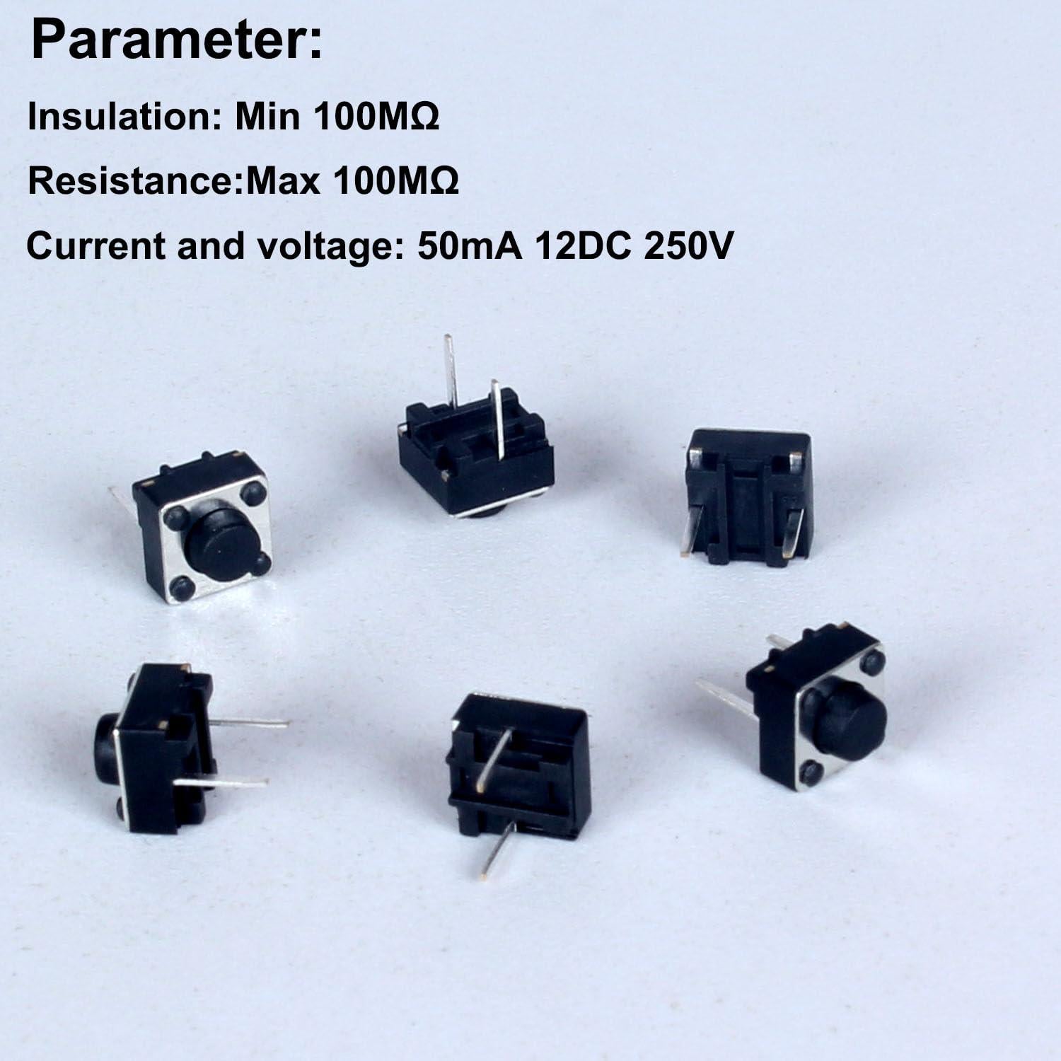 100 Interruptores Táctiles 12V JIQI 6x6x5mm para Protoboard