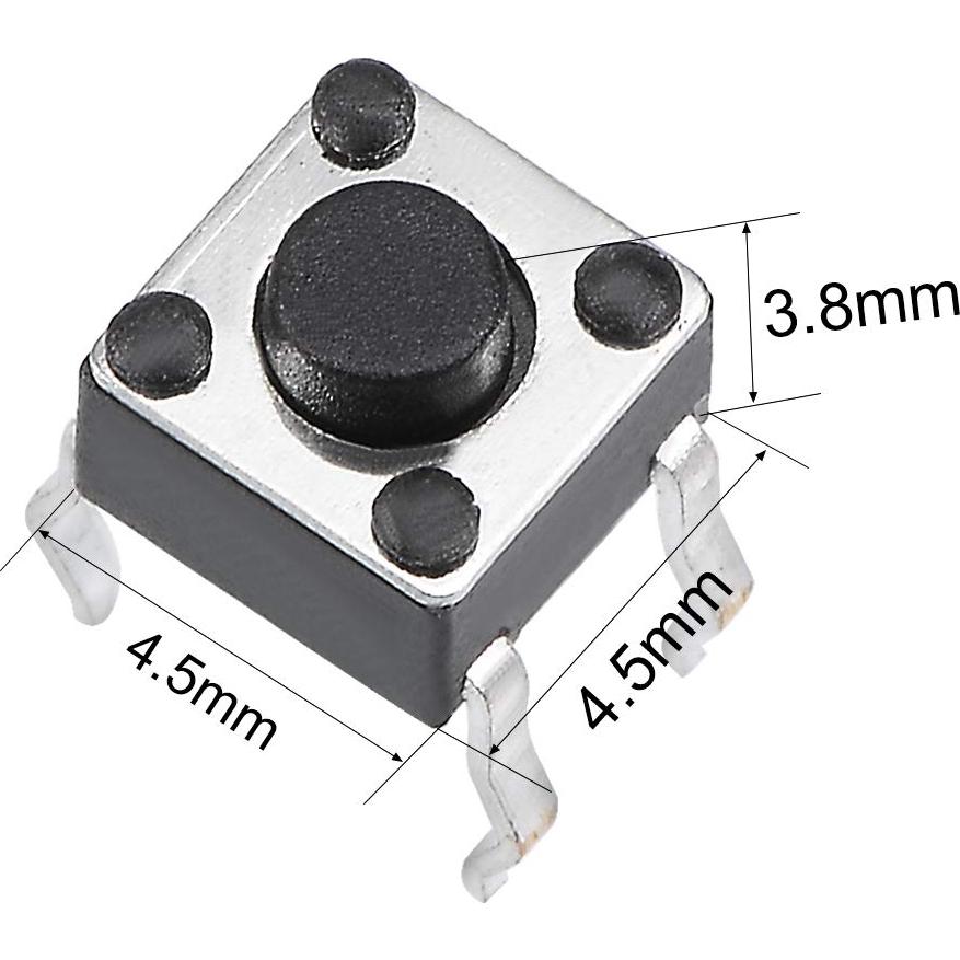 Interruptor Táctil Momentáneo uxcell 4.5x4.5mm 6PCS