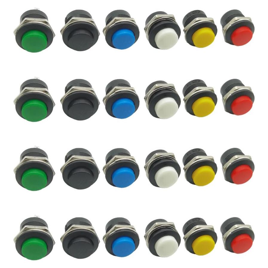 Interruptor Momentáneo QIYANGBRO 16mm ON/OFF 24PCS Colores