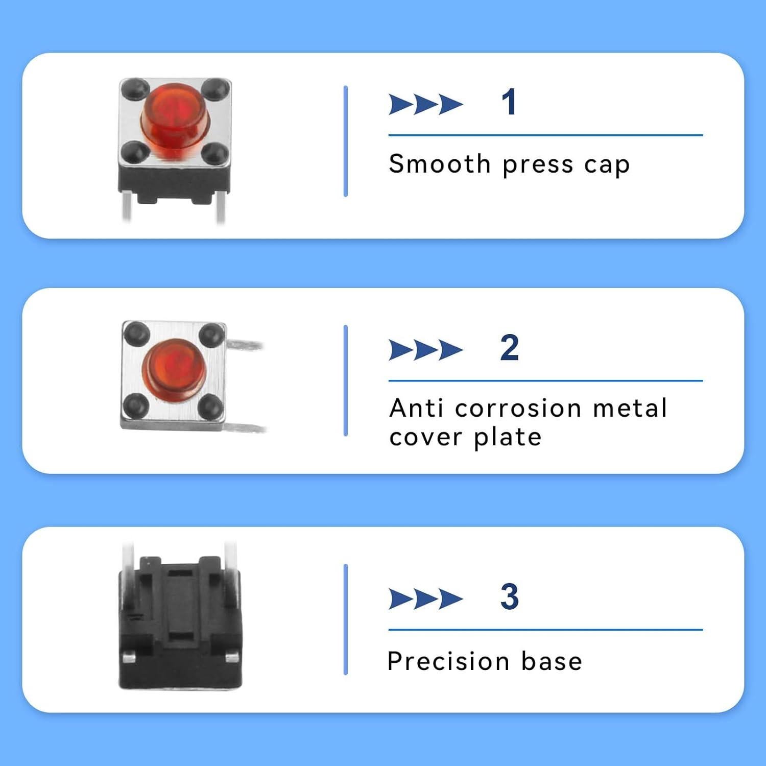 Interruptor Táctil Momentáneo 2 Pines Juasky Rojo 6mm