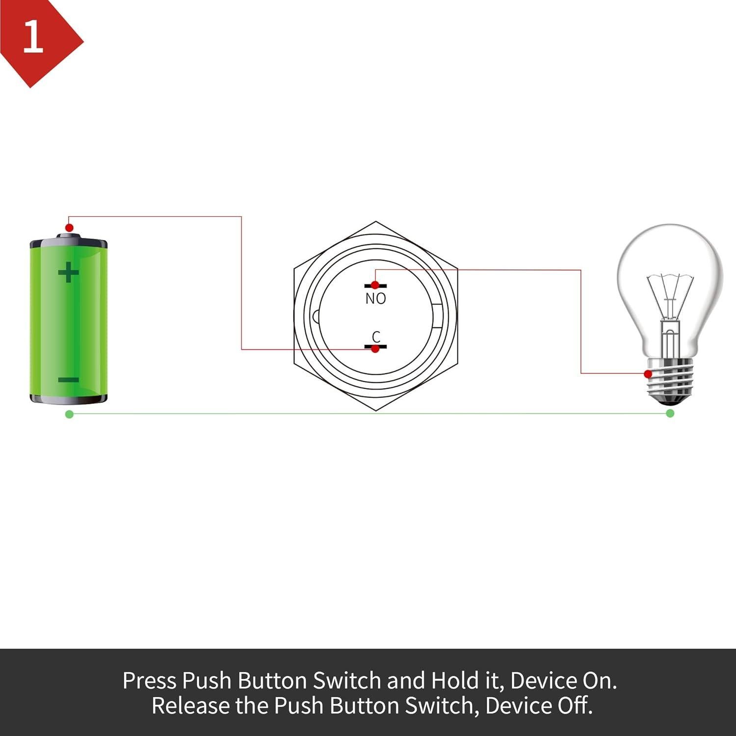 Interruptor Momentáneo Alto Redondo APIELE 19mm Acero Inoxidable IP65