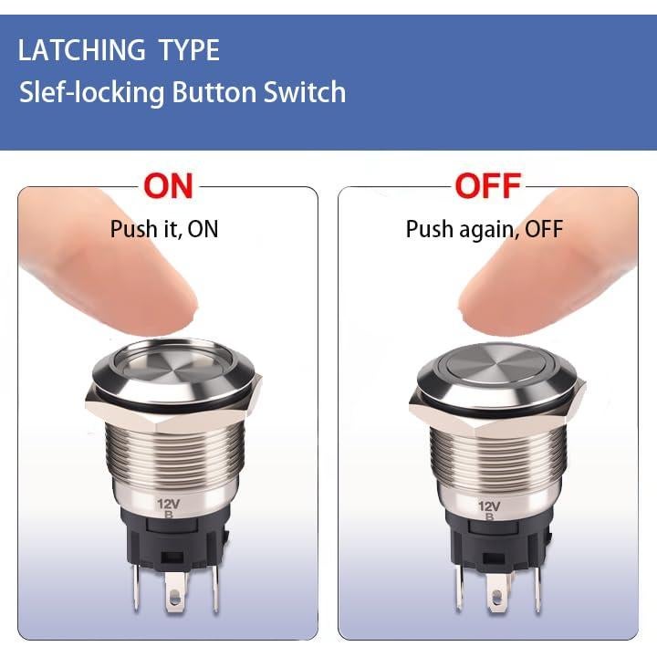Interruptor Pulsador 16mm LANGIR Acero Inoxidable IP67 Verde