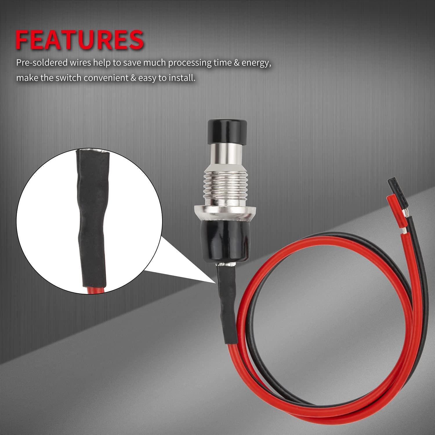 Interruptor Momentáneo SPST 2 Pines DaierTek 250VAC 1A - 10 Pack