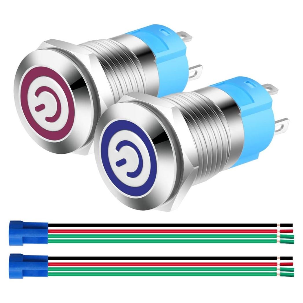 Interruptor de Botón Pulsador Gebildet 12mm Acero Inoxidable LED