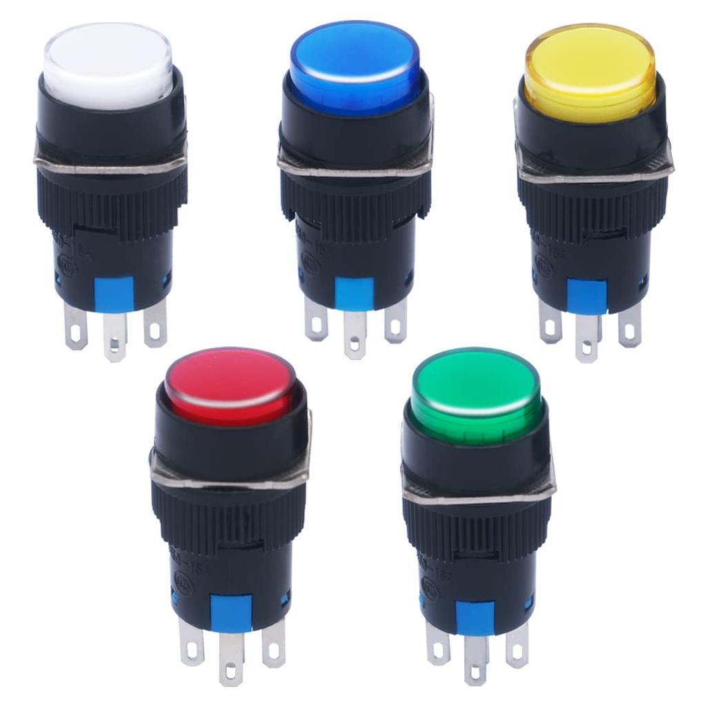 Interruptor Momentáneo LED 16mm mxuteuk 12V 5 Colores
