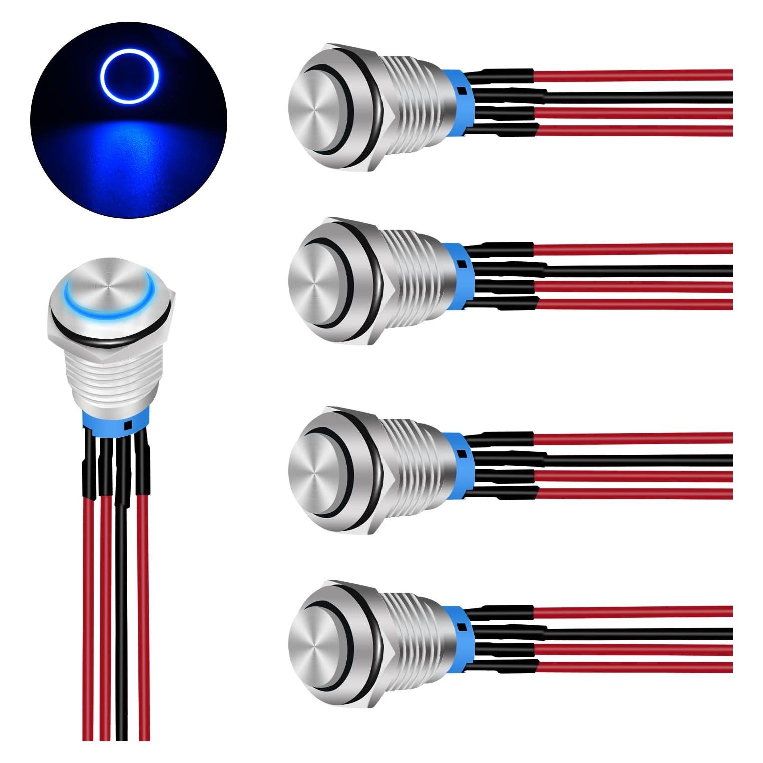 Interruptor de Botón Nilight 12mm 5PCS LED Impermeable