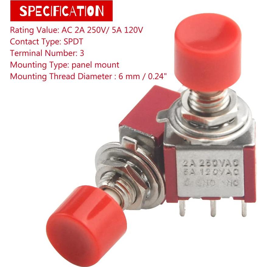 Interruptores de Botón Momentáneo SPDT WMYCONGCONG 15 Pcs 250V