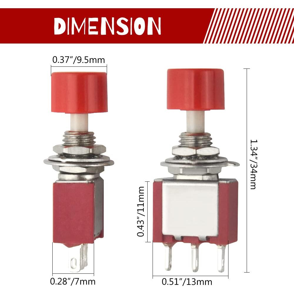 Interruptores de Botón Momentáneo SPDT WMYCONGCONG 15 Pcs 250V
