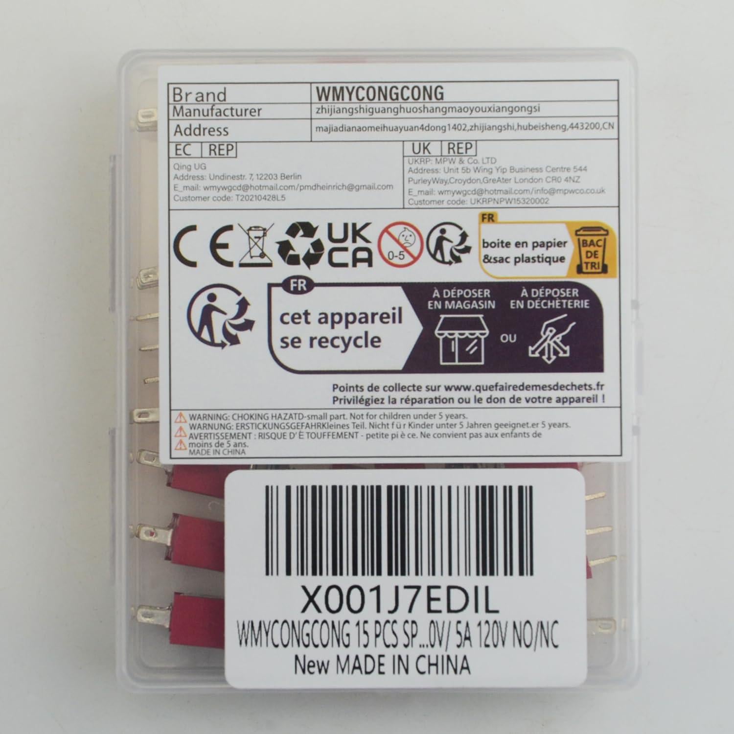 Interruptores de Botón Momentáneo SPDT WMYCONGCONG 15 Pcs 250V