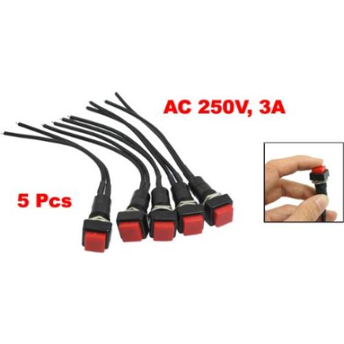 Interruptor de Botón Pulsador Cableado uxcell 10mm NO AC 250V 3A