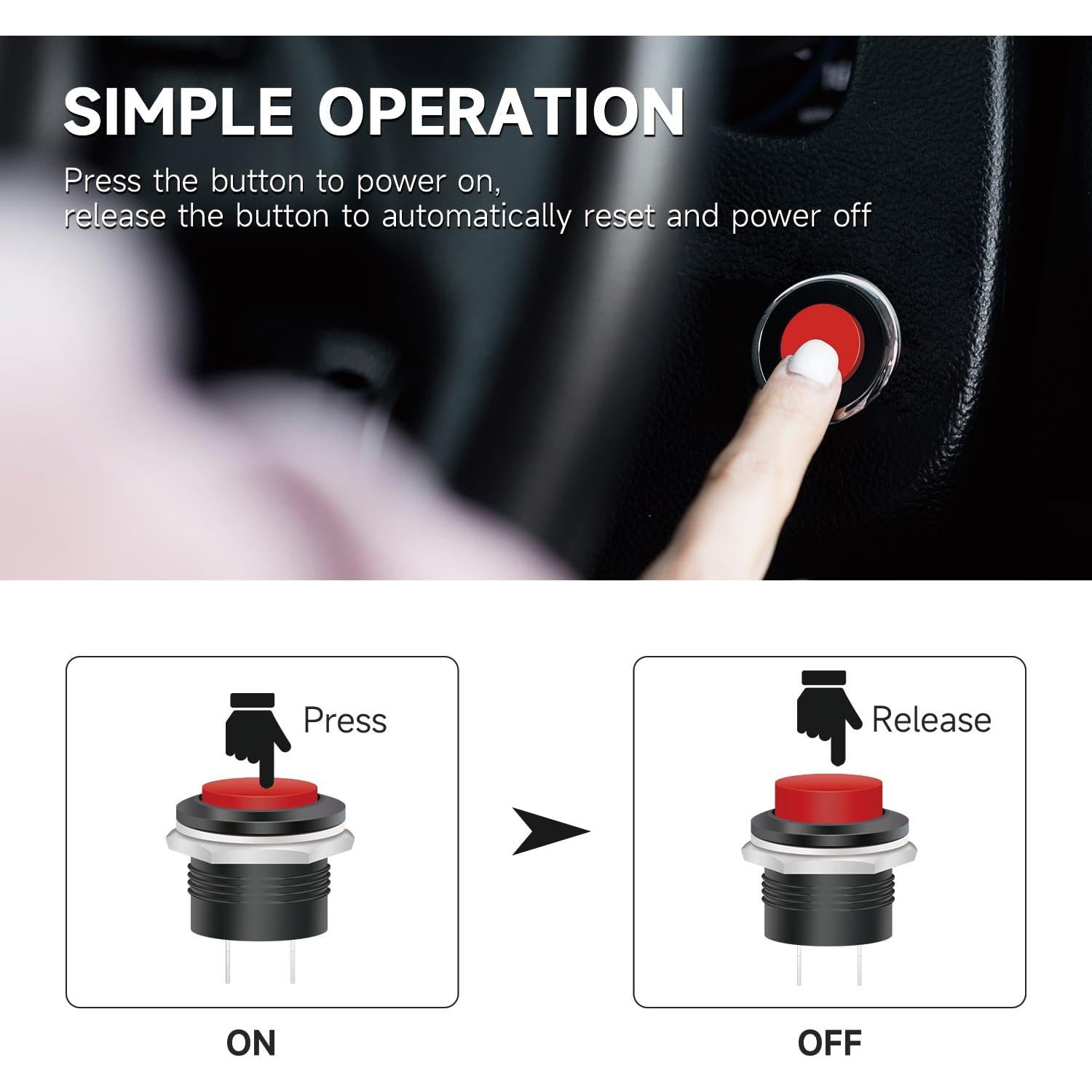 30 Interruptores de Botón Momentáneo 15mm Tmyjfjingxi