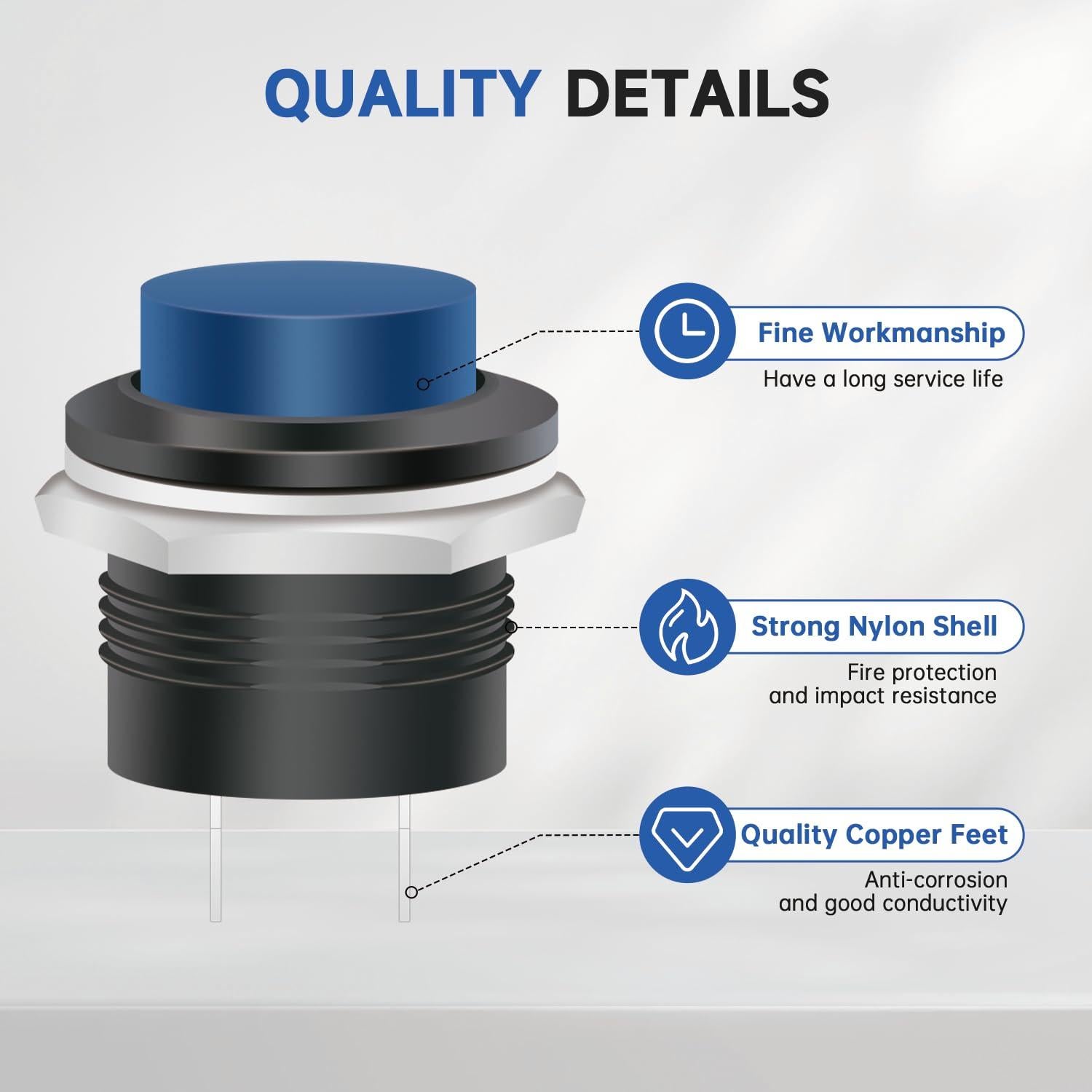 30 Interruptores de Botón Momentáneo 15mm Tmyjfjingxi