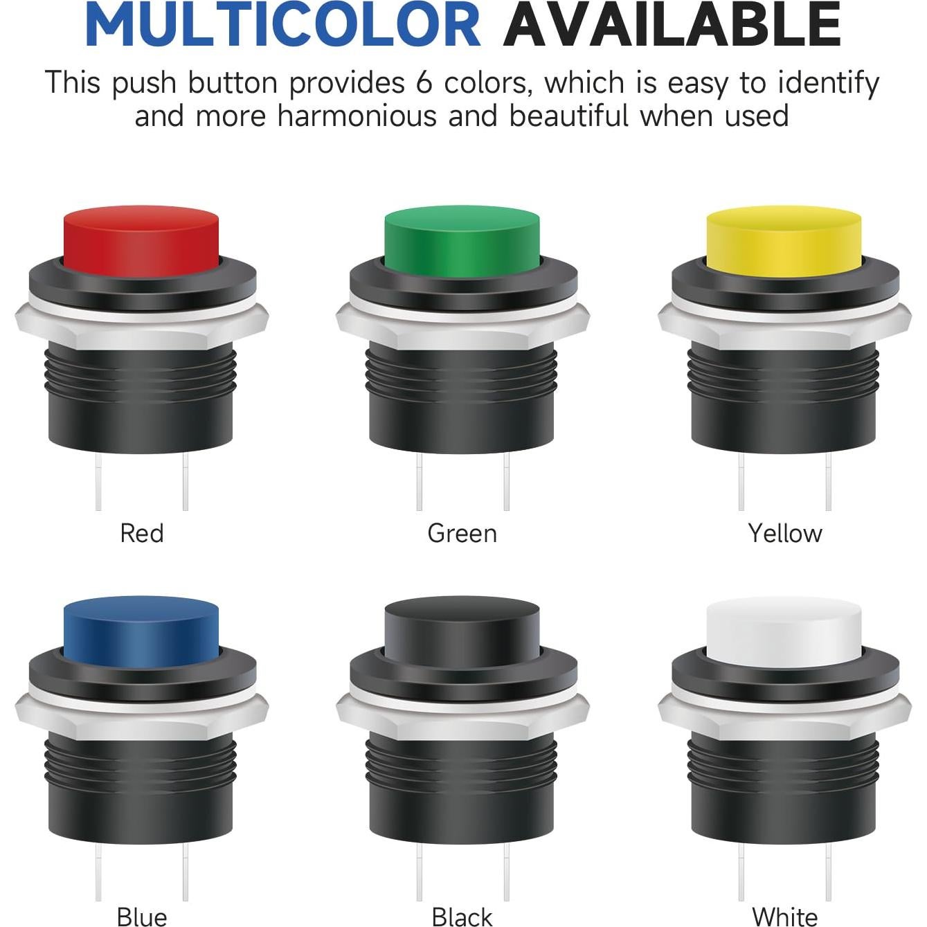 30 Interruptores de Botón Momentáneo 15mm Tmyjfjingxi