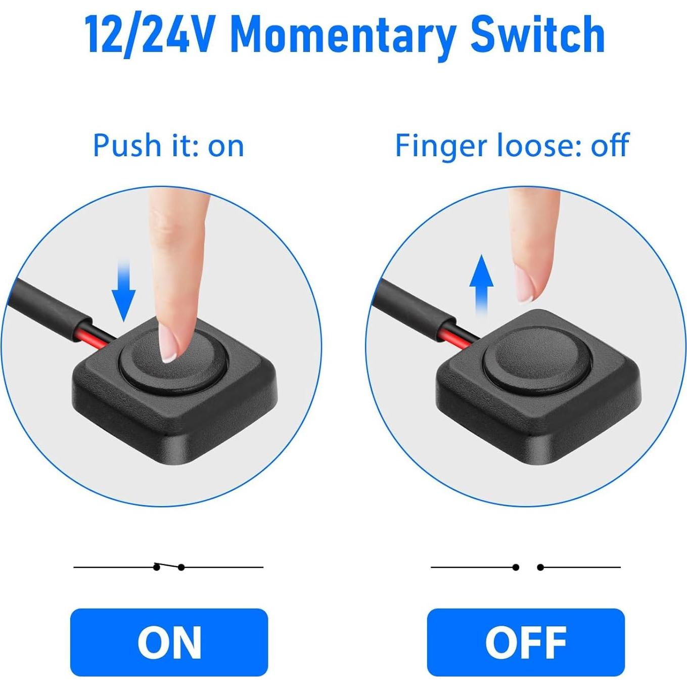 Interruptor Momentáneo Linkstyle 12V ON/OFF con Cable 10 Piezas