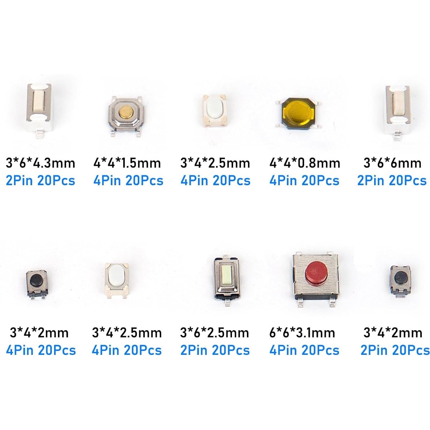 200 Micro Interruptores Momentáneos Abiertos SCOOYUCK 12.8x6.4cm